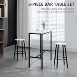 Wooden Bar Table 100cm Wide Rectangular With 2 Stools - Velmora