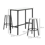 Wooden Bar Table 100cm Wide Rectangular With 2 Stools - Velmora