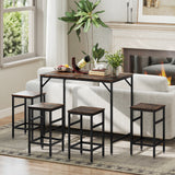 Wooden Bar Table 100cm Wide Rectangular With 4 Stools - Velmora