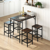 Wooden Bar Table 100cm Wide Rectangular With 4 Stools - Velmora