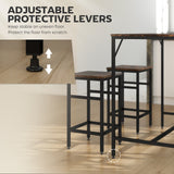 Wooden Bar Table 100cm Wide Rectangular With 4 Stools - Velmora