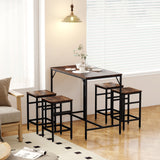 Wooden Bar Table 100cm Wide Rectangular With 4 Stools - Velmora