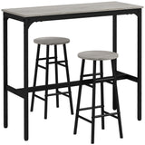 Wooden Bar Table 105cm Wide Rectangular With 2 Stools - Velmora
