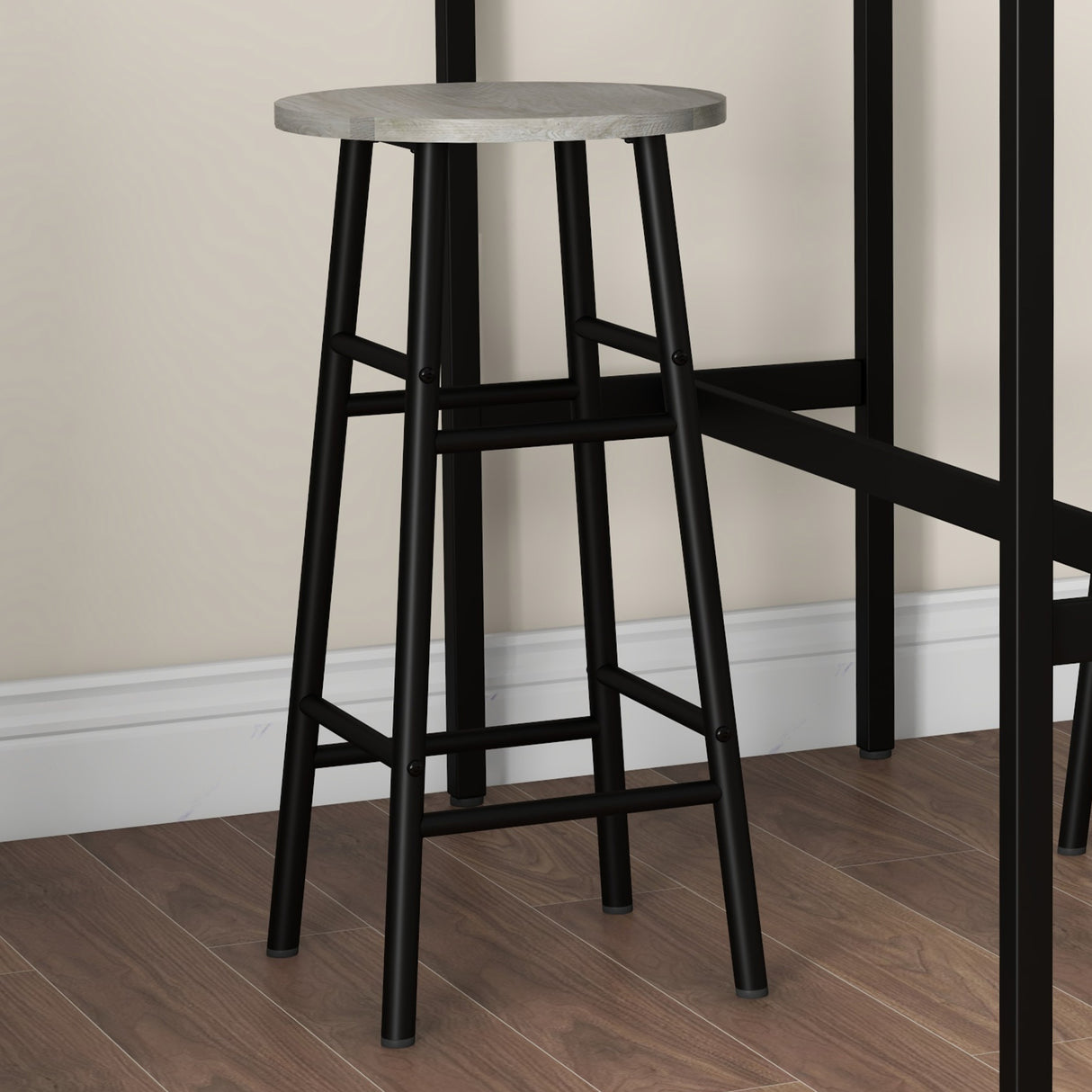 Wooden Bar Table 105cm Wide Rectangular With 2 Stools - Velmora