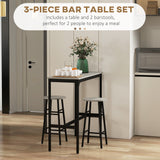 Wooden Bar Table 105cm Wide Rectangular With 2 Stools - Velmora