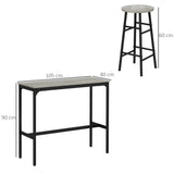 Wooden Bar Table 105cm Wide Rectangular With 2 Stools - Velmora