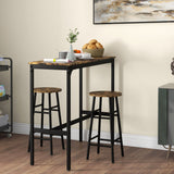 Wooden Bar Table 105cm Wide Rectangular With 2 Stools - Velmora