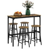 Wooden Bar Table 105cm Wide Rectangular With 4 Stools - Velmora