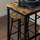 Wooden Bar Table 105cm Wide Rectangular With 4 Stools - Velmora