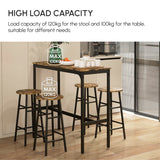 Wooden Bar Table 105cm Wide Rectangular With 4 Stools - Velmora