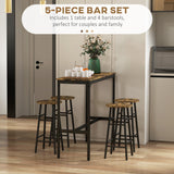 Wooden Bar Table 105cm Wide Rectangular With 4 Stools - Velmora
