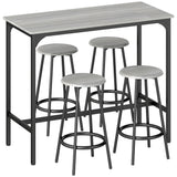 Wooden Bar Table 110cm Wide Rectangular With 4 Stools - Velmora