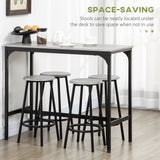 Wooden Bar Table 110cm Wide Rectangular With 4 Stools - Velmora