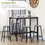 Wooden Bar Table 110cm Wide Rectangular With 4 Stools - Velmora
