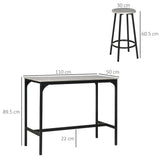 Wooden Bar Table 110cm Wide Rectangular With 4 Stools - Velmora