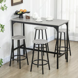 Wooden Bar Table 110cm Wide Rectangular With 4 Stools - Velmora