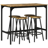 Wooden Bar Table 110cm Wide Rectangular With 4 Stools - Velmora