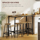 Wooden Bar Table 110cm Wide Rectangular With 4 Stools - Velmora