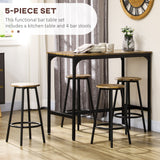 Wooden Bar Table 110cm Wide Rectangular With 4 Stools - Velmora