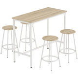 Wooden Bar Table 110cm Wide Rectangular With 4 Stools - Velmora