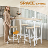 Wooden Bar Table 110cm Wide Rectangular With 4 Stools - Velmora