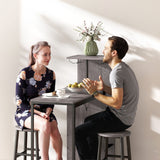 Wooden Bar Table 120cm Wide Rectangular With 2 Stools And Steel Frame - Velmora