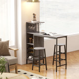 Wooden Bar Table 120cm Wide Rectangular With 2 Stools And Steel Frame - Velmora
