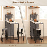 Wooden Bar Table 120cm Wide Rectangular With 2 Stools And Steel Frame - Velmora