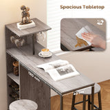 Wooden Bar Table 120cm Wide Rectangular With 2 Stools And Steel Frame - Velmora