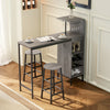 Wooden Bar Table 120cm Wide Rectangular With 2 Stools And Steel Frame - Velmora