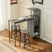 Wooden Bar Table 120cm Wide Rectangular With 2 Stools And Steel Frame - Velmora