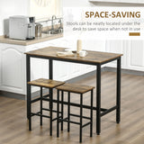 Wooden Bar Table 120cm Wide Rectangular With 2 Stools - Velmora