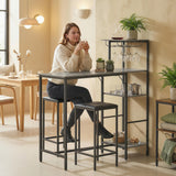 Wooden Bar Table 122cm Wide Rectangular With 2 Stools - Velmora