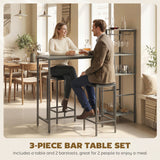 Wooden Bar Table 122cm Wide Rectangular With 2 Stools - Velmora