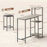 Wooden Bar Table 122cm Wide Rectangular With 2 Stools - Velmora