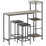 Wooden Bar Table 122cm Wide Rectangular With 2 Stools - Velmora