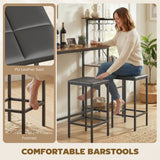 Wooden Bar Table 122cm Wide Rectangular With 2 Stools - Velmora
