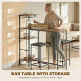 Wooden Bar Table 122cm Wide Rectangular With 2 Stools - Velmora