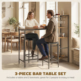 Wooden Bar Table 122cm Wide Rectangular With 2 Stools - Velmora