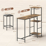 Wooden Bar Table 122cm Wide Rectangular With 2 Stools - Velmora
