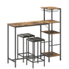 Wooden Bar Table 122cm Wide Rectangular With 2 Stools - Velmora