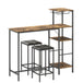 Wooden Bar Table 122cm Wide Rectangular With 2 Stools - Velmora