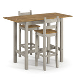 Wooden Bar Table 140cm Wide Drop Leaf With 2 Bar Chairs - Corona