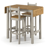 Wooden Bar Table 140cm Wide Drop Leaf With 2 Bar Chairs - Corona