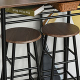 Wooden Bar Table 80cm Wide Rectangular With 2 Stools - Velmora