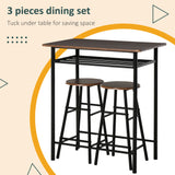 Wooden Bar Table 80cm Wide Rectangular With 2 Stools - Velmora