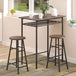 Wooden Bar Table 80cm Wide Rectangular With 2 Stools - Velmora