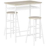 Wooden Bar Table 80cm Wide Rectangular With 2 Stools - Velmora