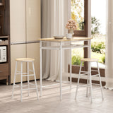 Wooden Bar Table 80cm Wide Rectangular With 2 Stools - Velmora