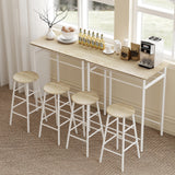 Wooden Bar Table 80cm Wide Rectangular With 2 Stools - Velmora